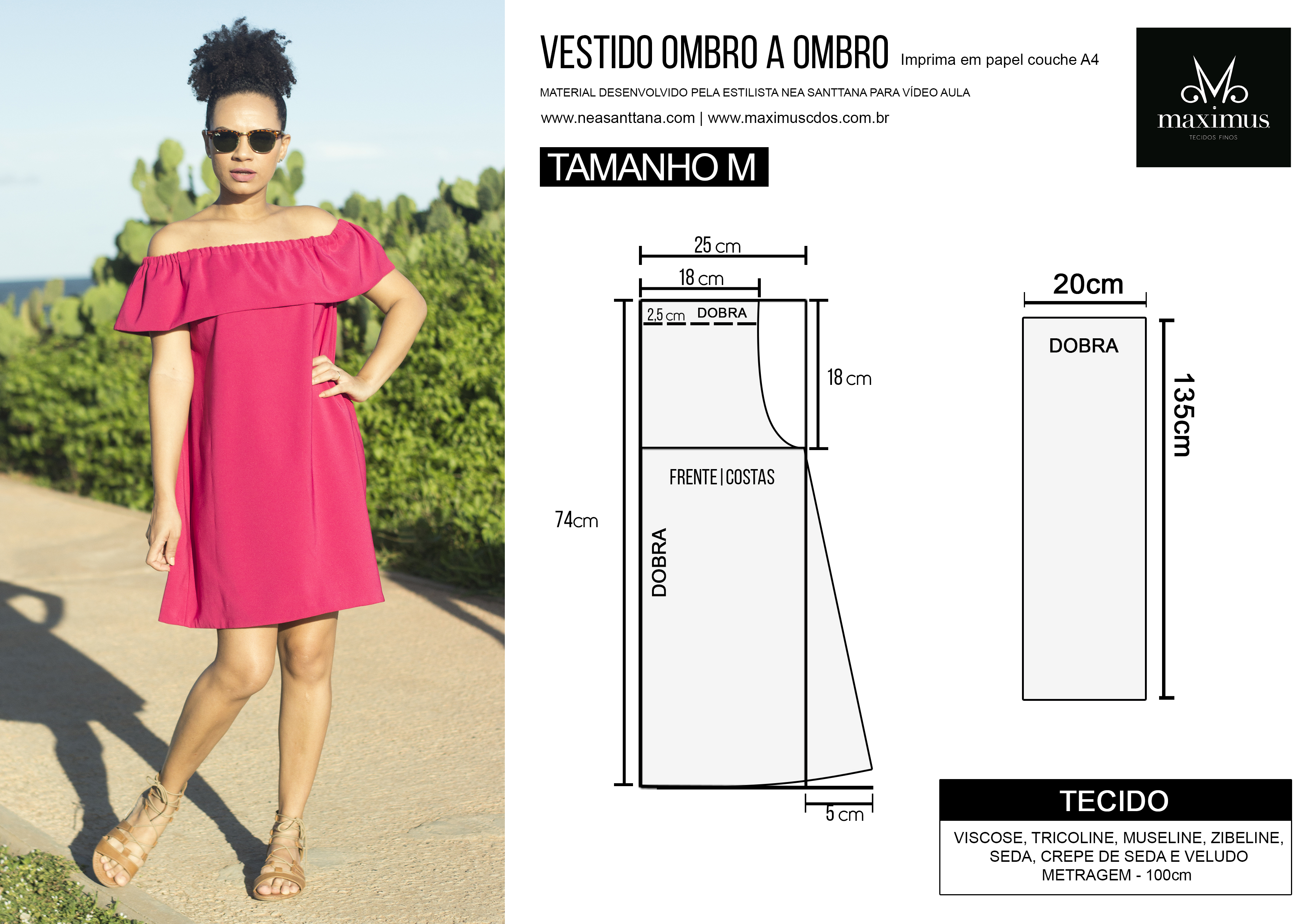 vestido zibeline ombro a ombro