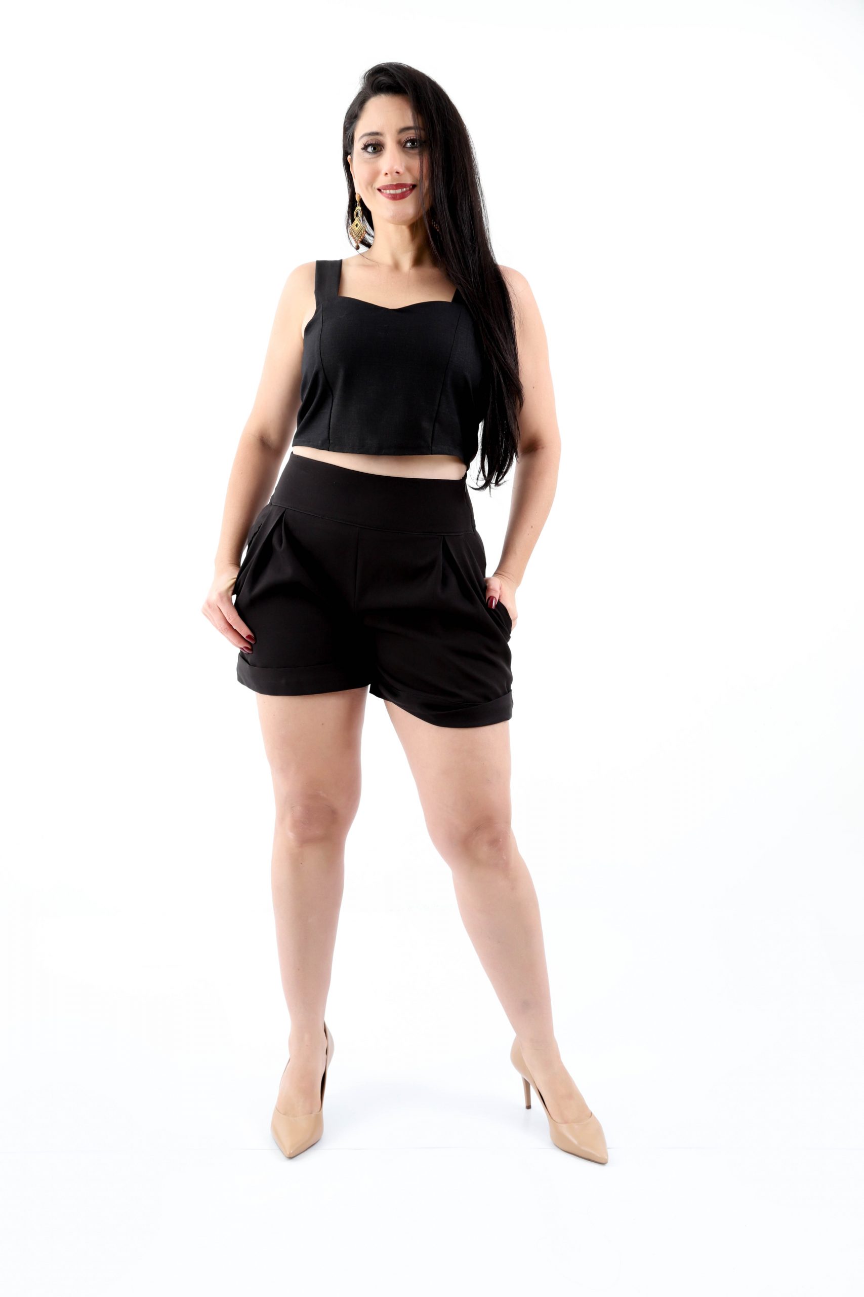 short de tecido alfaiataria